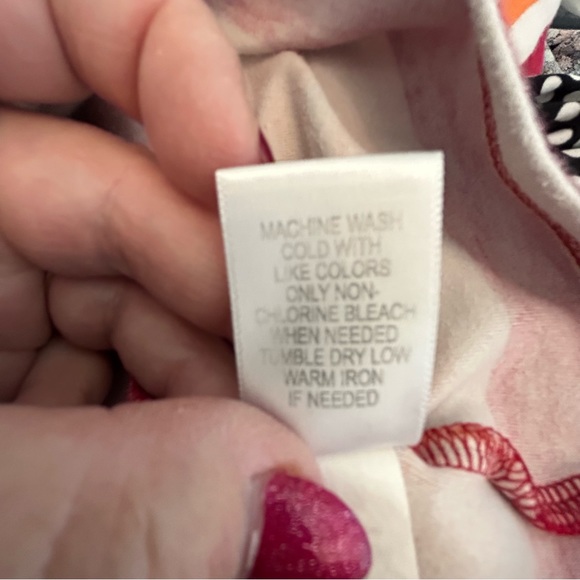 Croft & Barrow red white yellow orange striped tee 100% cotton soft Size L - Picture 7 of 9